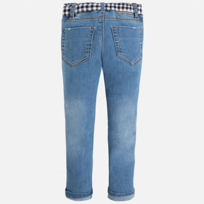 Pantalón Mezclilla Niña Cinturon lazo moño Sku 3531 Color Basico