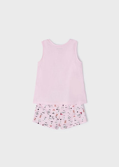 Pijama sin mangas de algodón sostenible para niña Art. 23-03775-074 Rosa