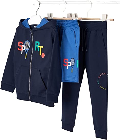 Conjunto 3 Piezas Short Sudadera Pants SKU 3832 Color 65 Marino