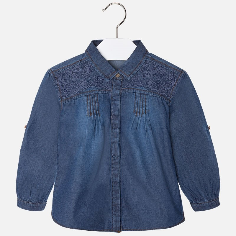 Mayoral Camisa Vaquera Niña Invierno SKU 4152 Color Azul Oscuro