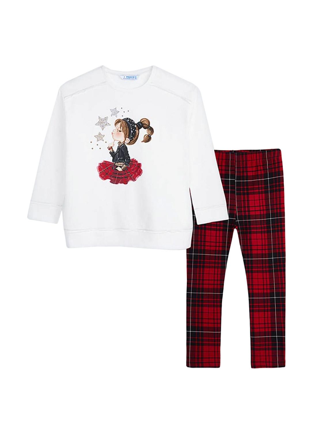 Conjunto 2  Piezas Leggins Cuadros SKU 4733 Color Rojo