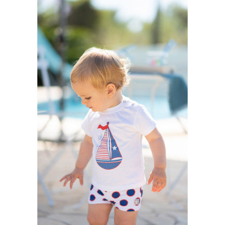 Camiseta Barco Velero para bebe DOLCE PETITE Ref 2401 Color Blanco