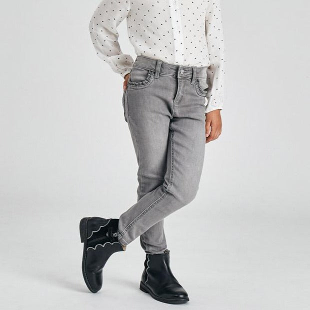 Pantalón Mezclilla Niña Sku 527 Color Gris Claro
