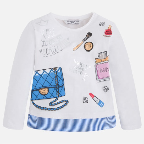 Camiseta Niña Manga larga Estampado Sku 3091 Color Crudo