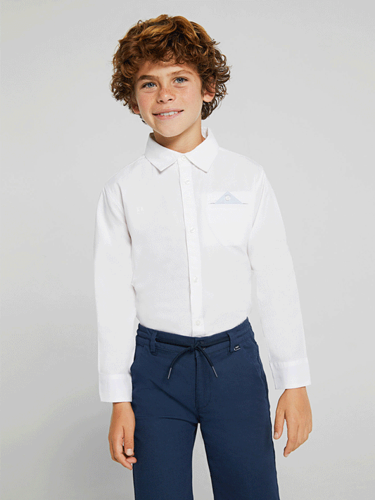Camisa Stand Up Lino para chico NUKUTAVAKE Ref. 6115/42 Blanco