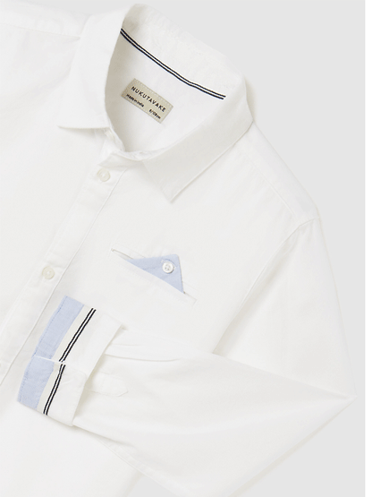Camisa Stand Up Lino para chico NUKUTAVAKE Ref. 6115/42 Blanco