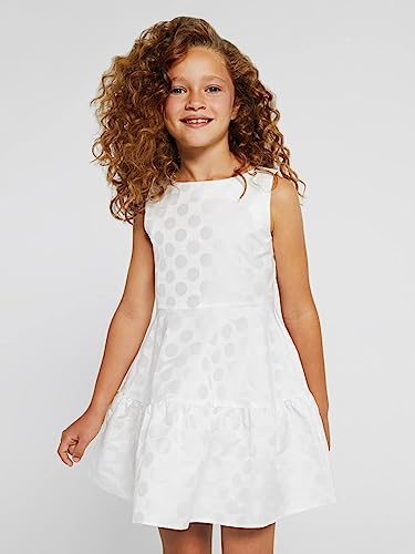 Vestido para chica jacquard topos Sku. 6964 Color 72 Crudo