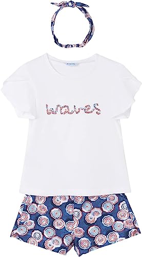 Conjunto 3 Piezas Short Diadema Blusa para chica MAYORAL Ref. 6233/21 Indigo