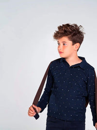 Polo Estampado Manga Larga Sku 7122 Color Deep blue