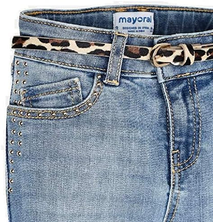 Pantalón Tachuelas Cinturon Niña Conjunto 2 Pz SKU 3542 Color Bleached