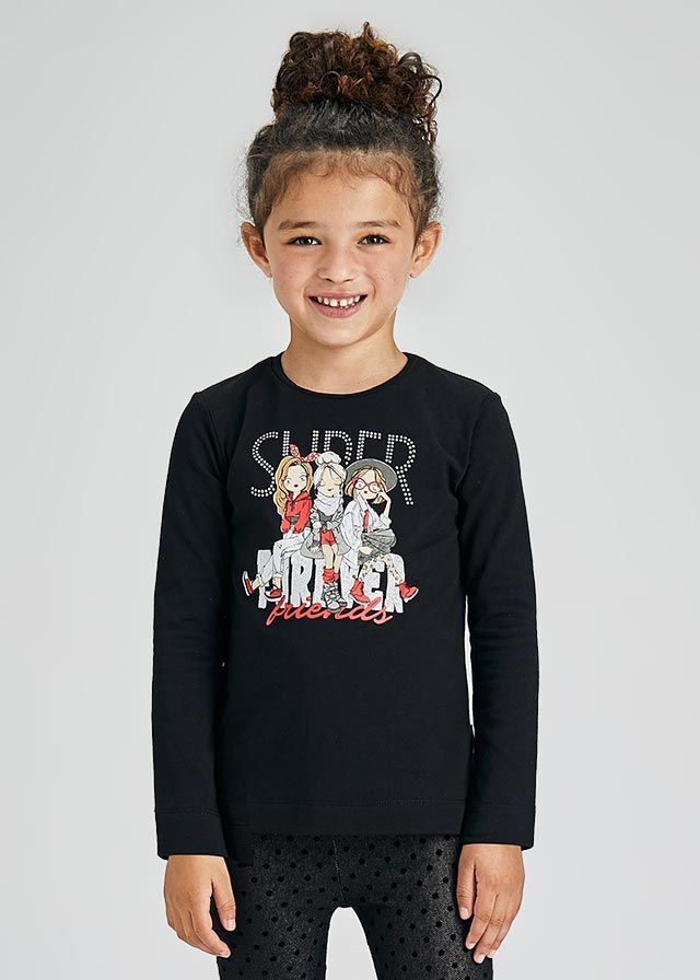 Camiseta Niña Manga larga  SKU 4014 Color Negro