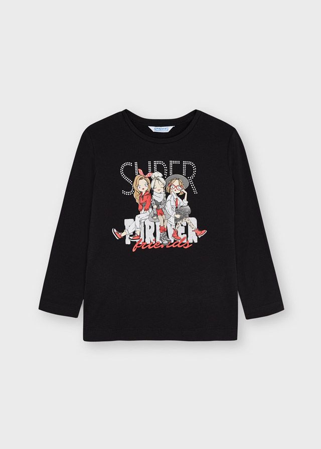 Camiseta Niña Manga larga  SKU 4014 Color Negro