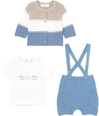 Conjunto Tricot 3 piezas para bebé niño MAYORAL MODELO 1202 Color 45 Celeste