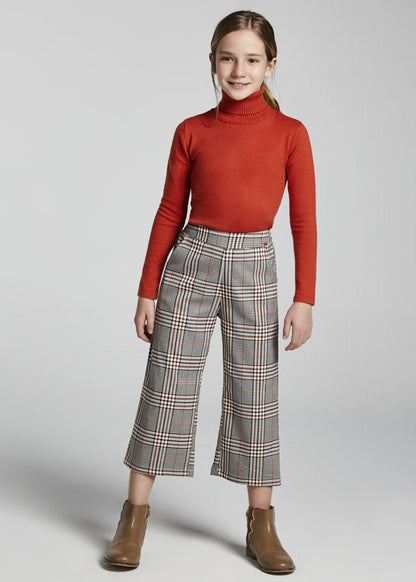 Pantalón Cropped Cuadros SKU 7564 Color Teja