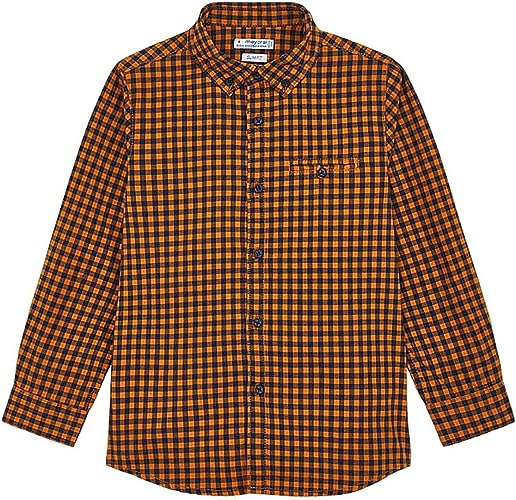 Camisa Cuadros Manga Larga Sku 4144 Color Cheddar