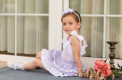 Conjunto 2 pz Falda y Blusa para niña DOLCE PETIT Ref. 25/2233/3 09 Lila Rayada 25/2233/2 01 Blanco