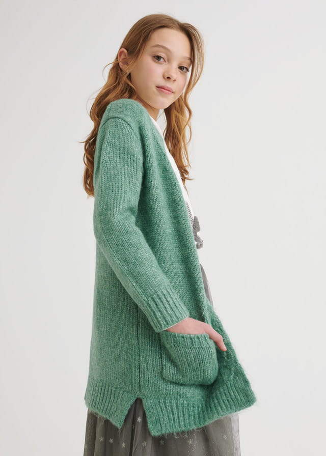 Suéter de tricot largo para chica ECOFRIENDS Art. 12-07377-065 Color Verde