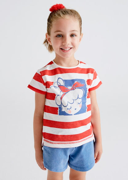 Camiseta manga corta rayas nina Sku 3045 Color Rojo