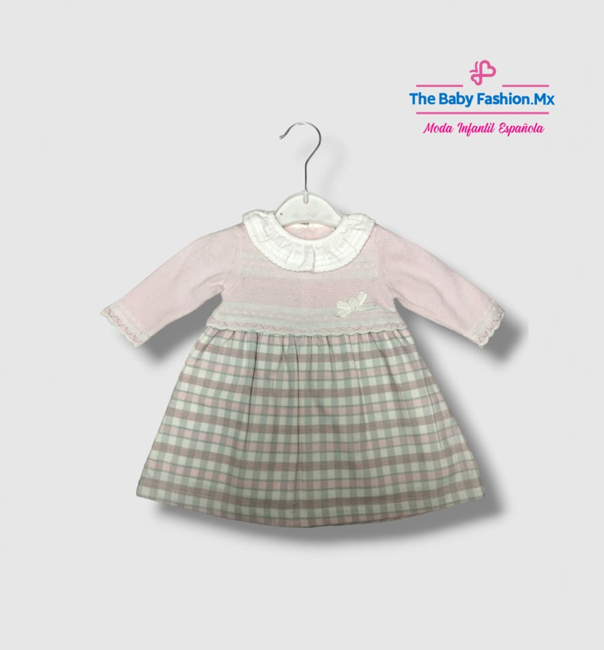 Vestido Combinado Alta Costura para bebe niña DR KID Ref. DK115 Rosa