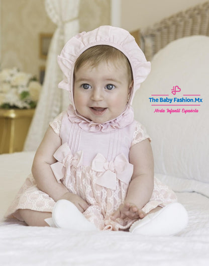 Vestido para bebé niña DOLCE PETIT Ref. 25/2018/V 03 Coral-Rosa