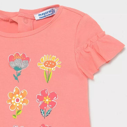 Camiseta Bebe Niña Estampado Flores Sku 1082 Color Flamingo