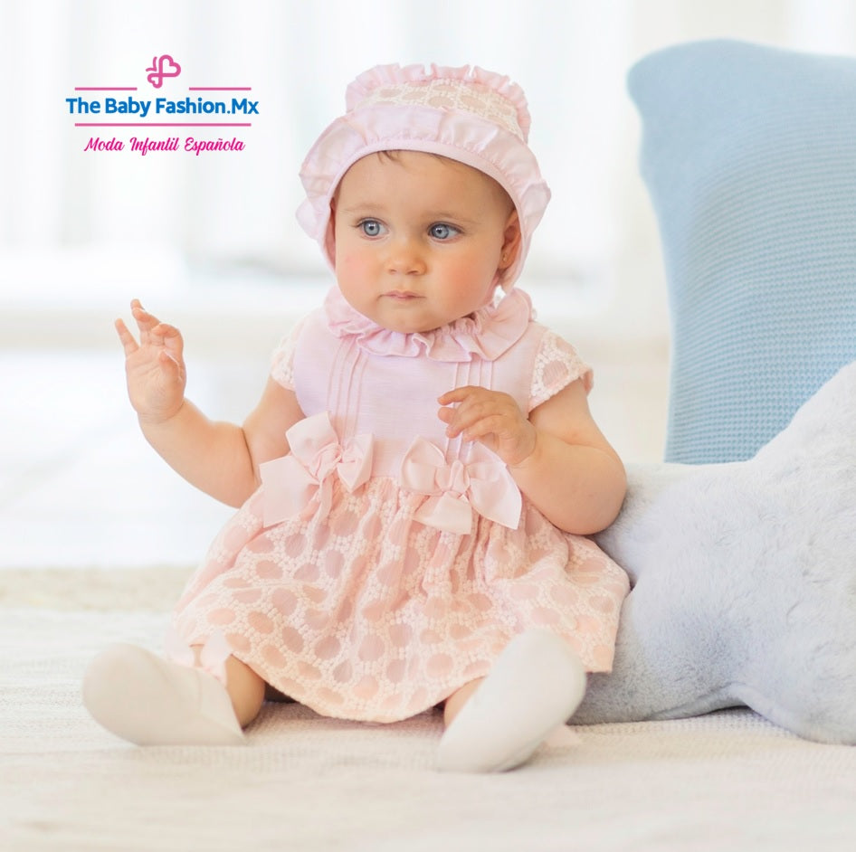 Vestido para bebé niña DOLCE PETIT Ref. 25/2018/V 03 Coral-Rosa