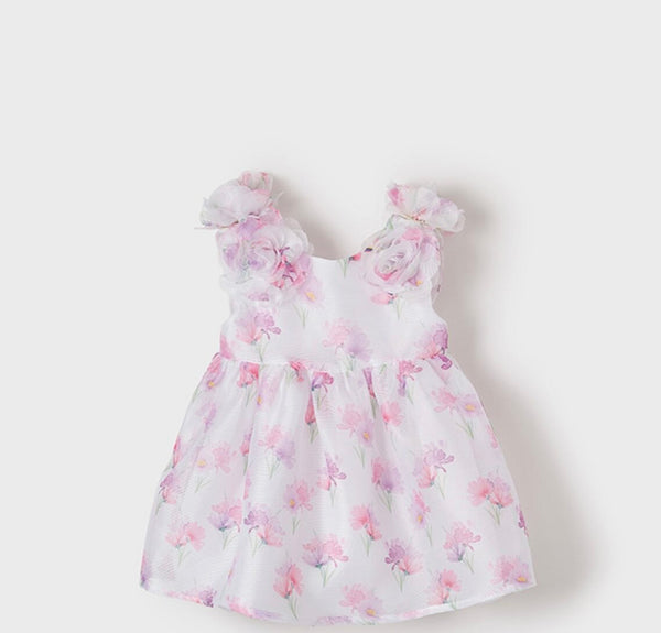 Vestido Flores Devore Bebe Niña SKU 1909 Color Rosa