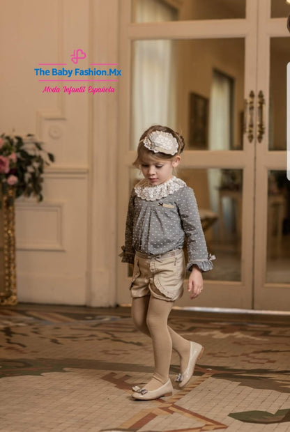 Short y Blusa para niña DOLCE PETIT Ref. 24/2204/3 95 Moca 24/2204/2 24 Gris
