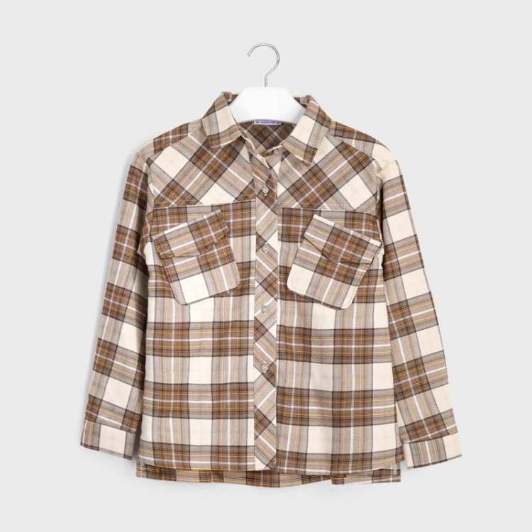 Sobrecamisa cuadros para chica MAYORAL Ref. 7144/ Mostaza