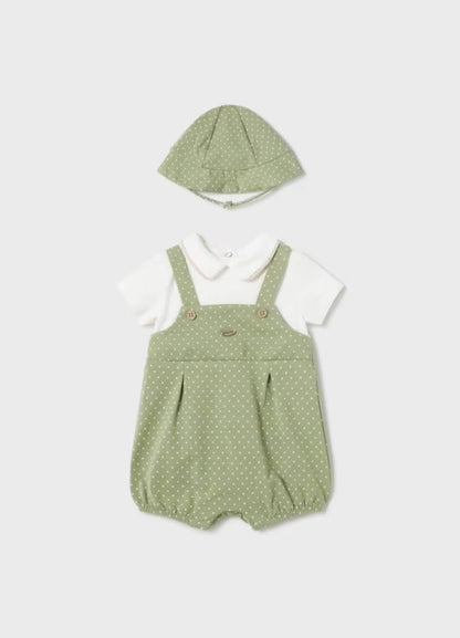 Pelele Peto Corto y Gorro 2pzas 1616-015 Eucalipto