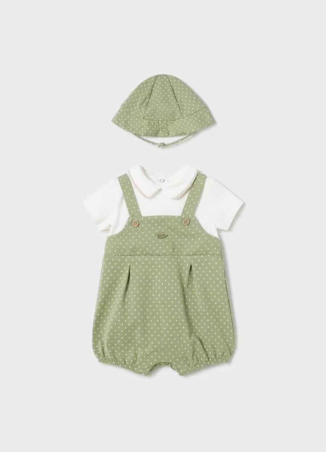 Pelele Peto Corto y Gorro 2pzas 1616-015 Eucalipto