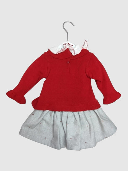 Conjunto Falda Rebeca y Blusa para bebe niña DR KID Ref. DK316 DK380 DK387 My Way To School Gris-Rojo