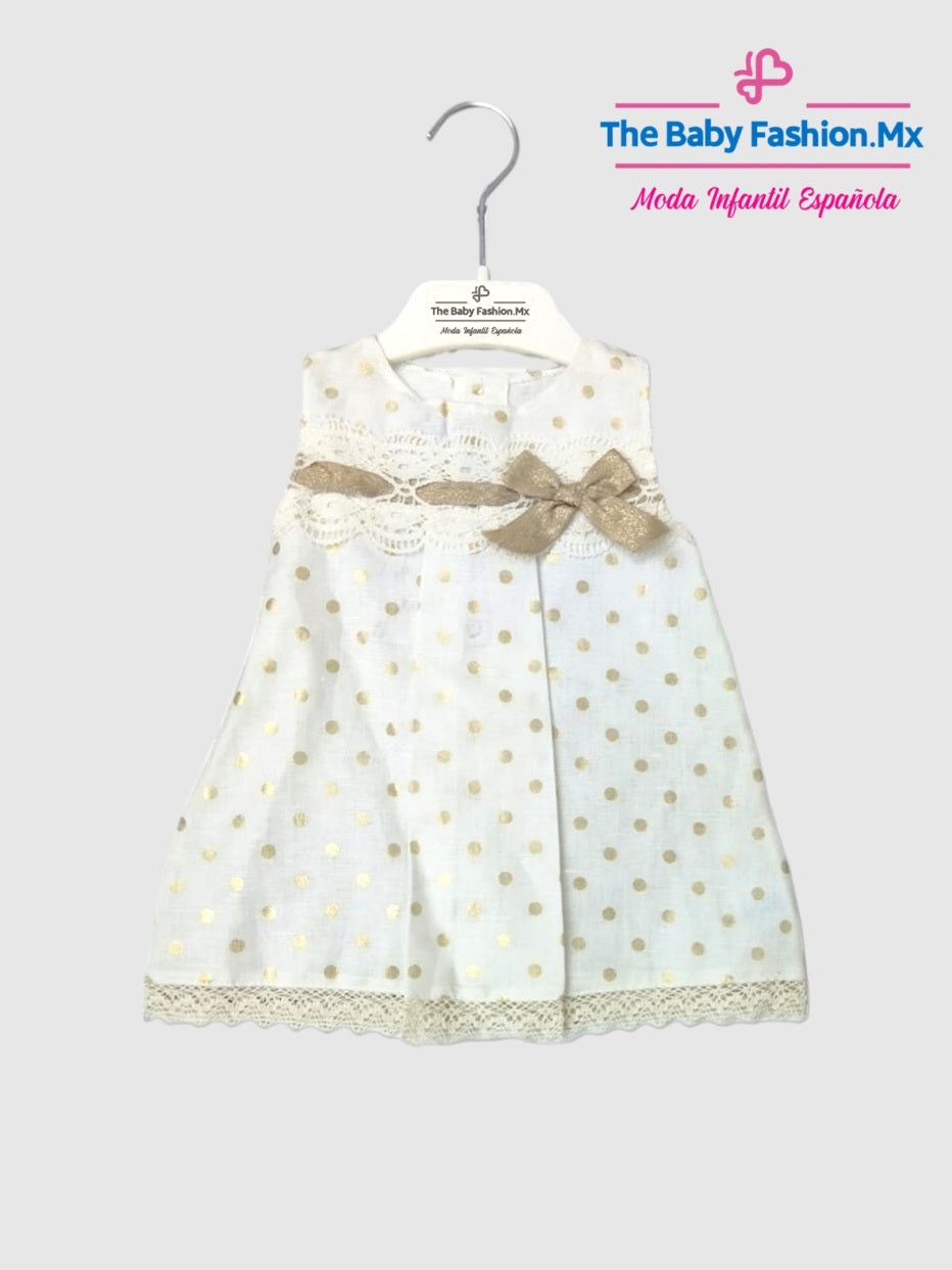 Vestido para bebé niña JULIANA Ref. J171 Crudo/Dorado