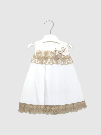 Vestido para bebé niña JULIANA Ref. J170 Blanco/Beige