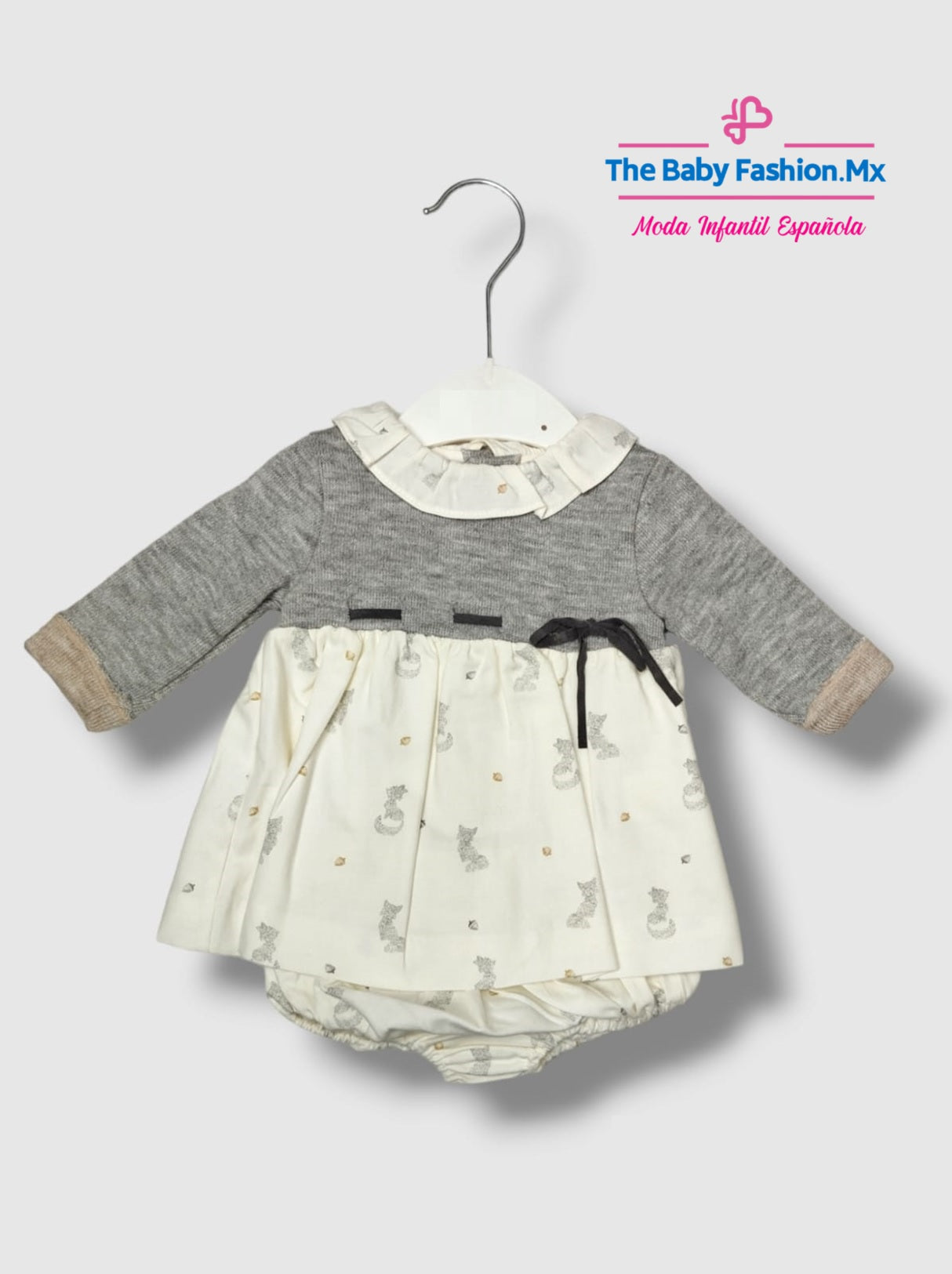 Vestido con Braguita para bebé COCO Ref. 70368/27 Gris Claro
