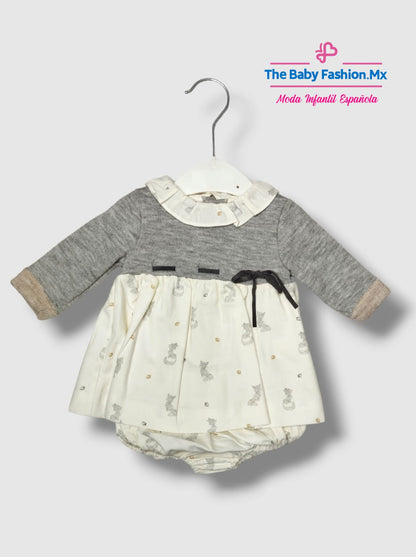 Vestido con Braguita para bebé COCO Ref. 70368/27 Gris Claro