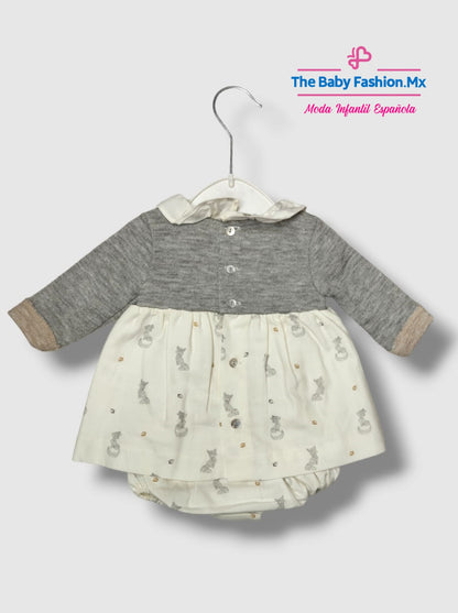 Vestido con Braguita para bebé COCO Ref. 70368/27 Gris Claro