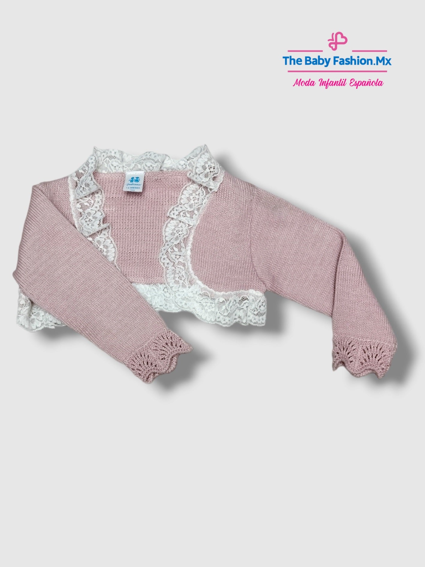 Conjunto 3 pz Vestido para bebé con Rebeca y Capota JULIANA Ref. J218 J159 Blanco Nube/Maquillaje