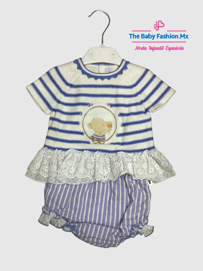 Blusita Punto Tricot y Braguita para bebé niña Conjunto 2 Pz MARTIN ARANDA Art. 452/0717 Blanco-lila