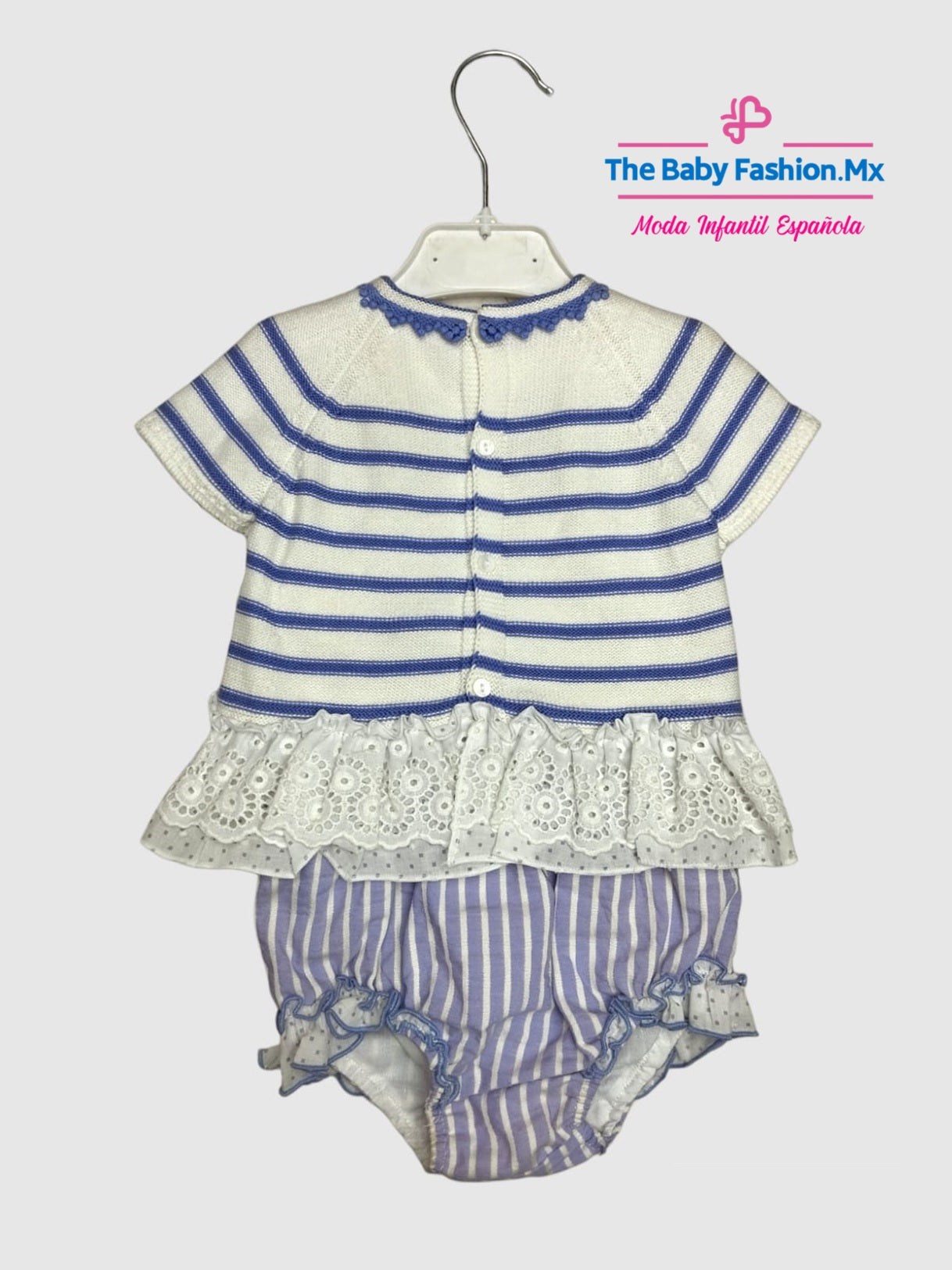 Blusita Punto Tricot y Braguita para bebé niña Conjunto 2 Pz MARTIN ARANDA Art. 452/0717 Blanco-lila