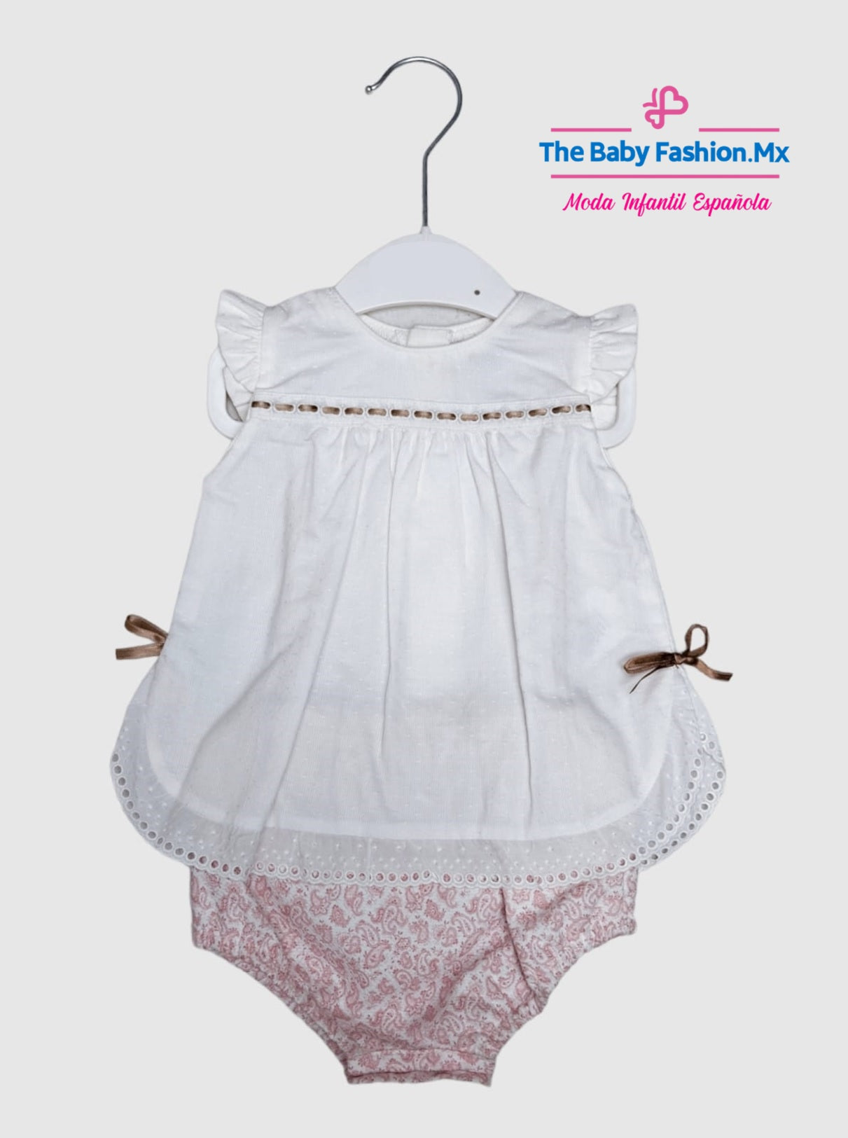 Blusita sin mangas y cubrepañal para bebé niña Conjunto 2 Pz ROCHY Modelo. C9034 Rosa