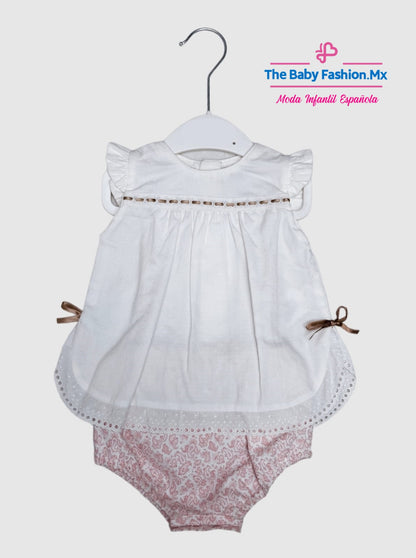 Blusita sin mangas y cubrepañal para bebé niña Conjunto 2 Pz ROCHY Modelo. C9034 Rosa