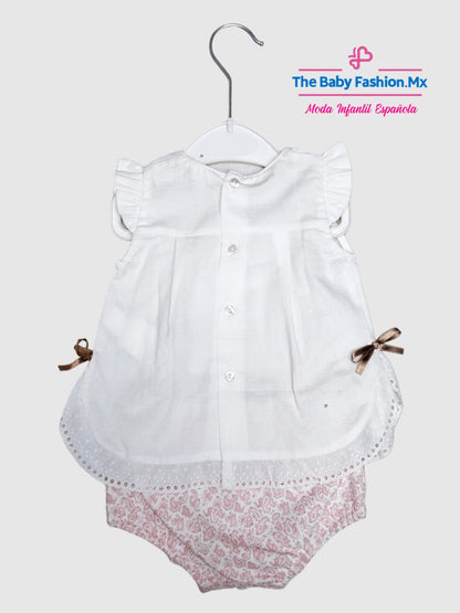 Blusita sin mangas y cubrepañal para bebé niña Conjunto 2 Pz ROCHY Modelo. C9034 Rosa