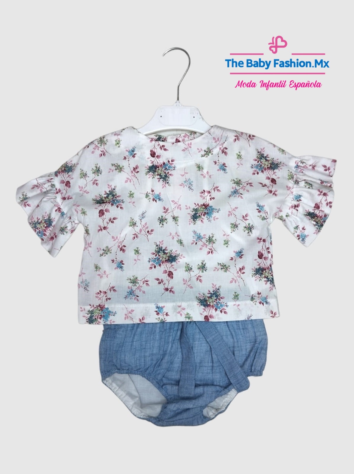 Blusita y braguita cubre pañal para bebé niña Conjunto 2 Pz MARTIN ARANDA Art. 311/0707 346/1707 Azul