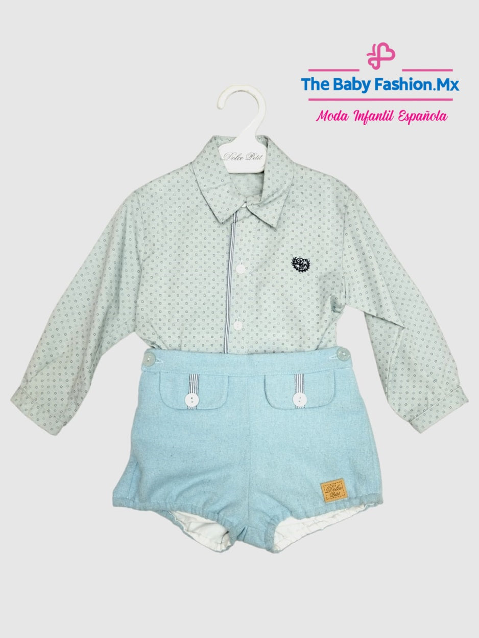 Bombacho para bebé niño con pantalón corto Conjunto 2 pz DOLCE PETIT Ref. 24/2114/23C 39 Aqua