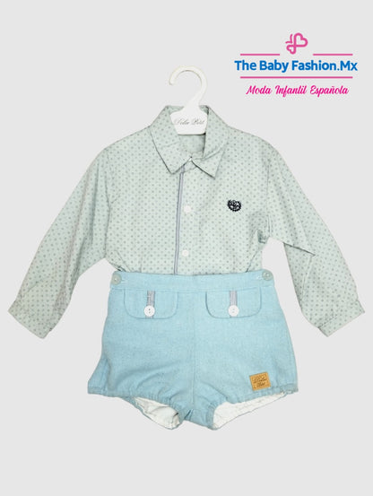 Bombacho para bebé niño con pantalón corto Conjunto 2 pz DOLCE PETIT Ref. 24/2114/23C 39 Aqua