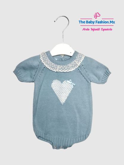 Body ó Mameluco para bebé niña Punto Tricot JULIANA Ref. J204 Agua