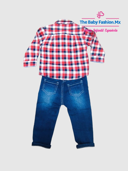 Conjunto Combinado para bebé niño 2 pz Pantalón y Camisa DR KID & MAYORAL Ref. DK516/160 Rojo 593/10 Oscuro