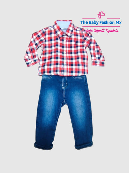 Conjunto Combinado para bebé niño 2 pz Pantalón y Camisa DR KID & MAYORAL Ref. DK516/160 Rojo 593/10 Oscuro