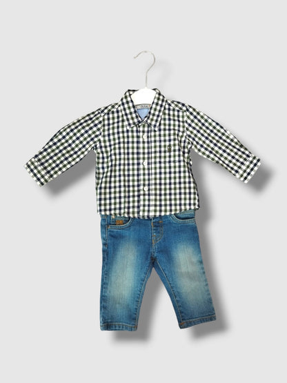 Camisa Cuadros, Pantalón Mezclilla y Sudadera Conjunto 3 pz DR KID Ref. DK534 DK532 DK528 First Weels
